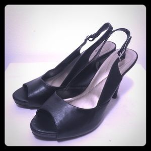 APT 9 Black Slingback Peep Toe Stilettos 7.5